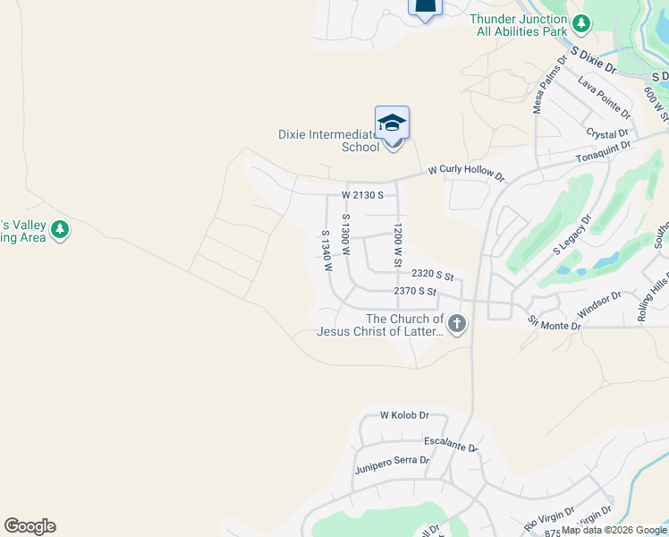 map of restaurants, bars, coffee shops, grocery stores, and more near 2311 South 1340 West in St. George