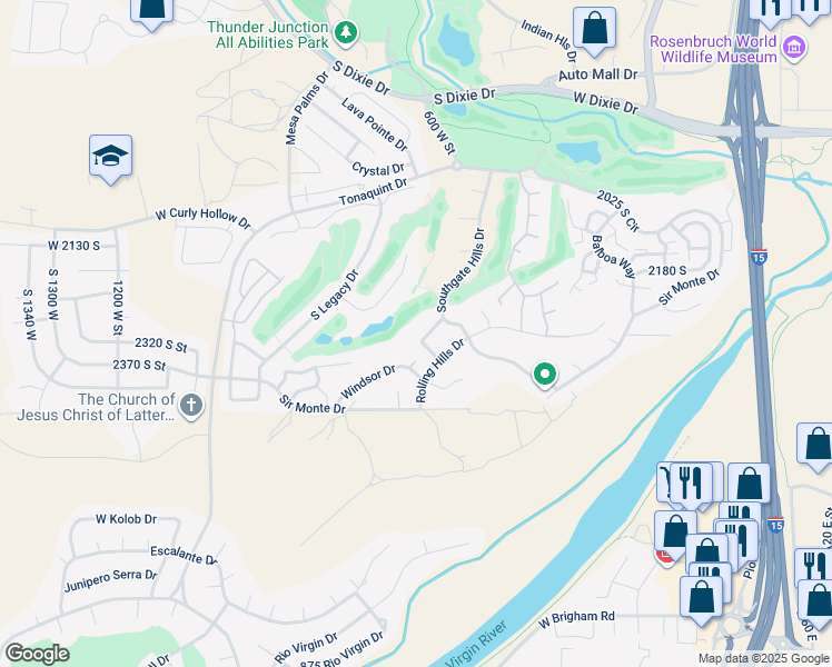 map of restaurants, bars, coffee shops, grocery stores, and more near 646 Verde Ridge Road in St. George
