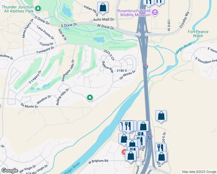 map of restaurants, bars, coffee shops, grocery stores, and more near 284 West Sir Monte Drive in St. George