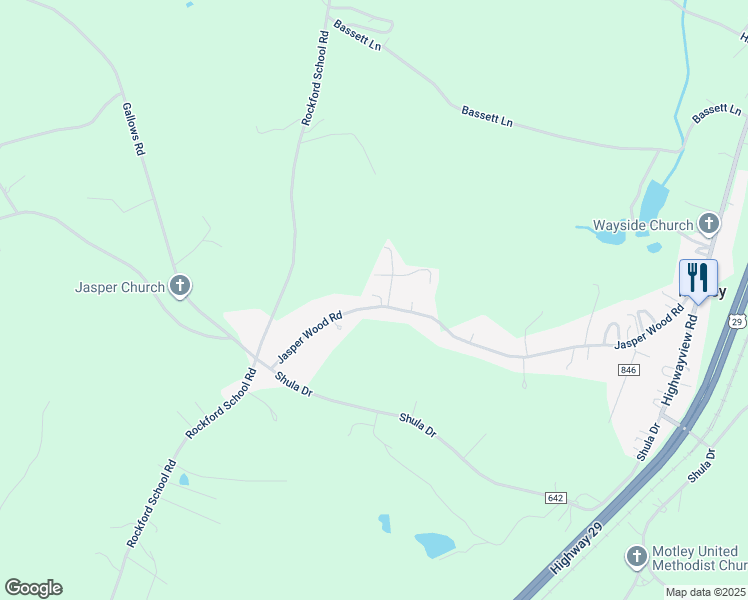map of restaurants, bars, coffee shops, grocery stores, and more near 1004 Jasper Wood Road in Hurt
