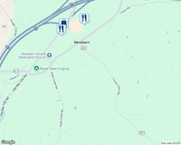map of restaurants, bars, coffee shops, grocery stores, and more near in Newbern