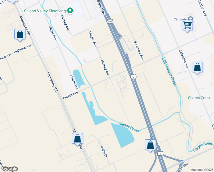 map of restaurants, bars, coffee shops, grocery stores, and more near 11615-11999 Murphy Ave in San Martin