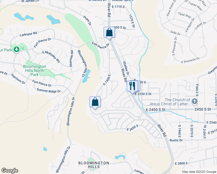 map of restaurants, bars, coffee shops, grocery stores, and more near 2291 South Augusta Drive in St. George