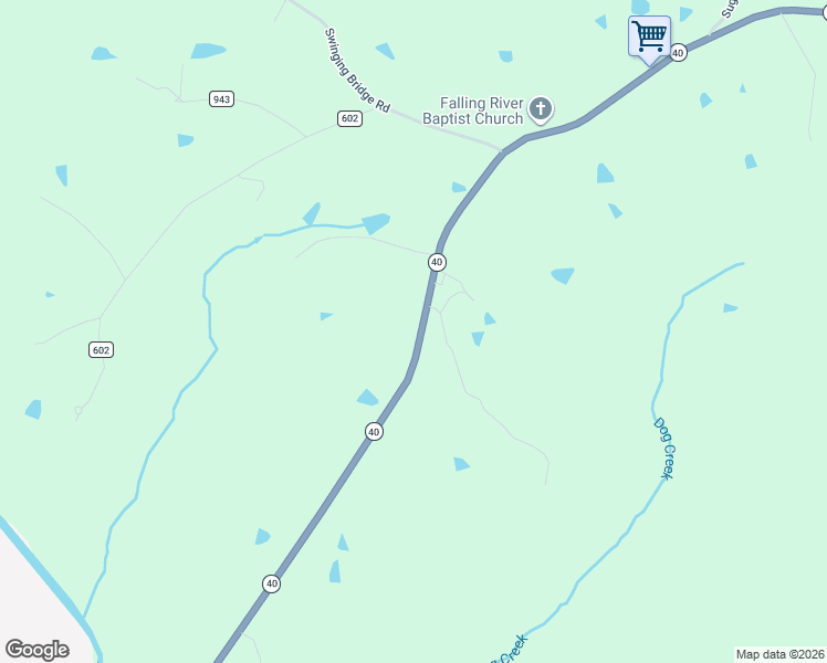 map of restaurants, bars, coffee shops, grocery stores, and more near 2348 Wickliffe Road in Brookneal