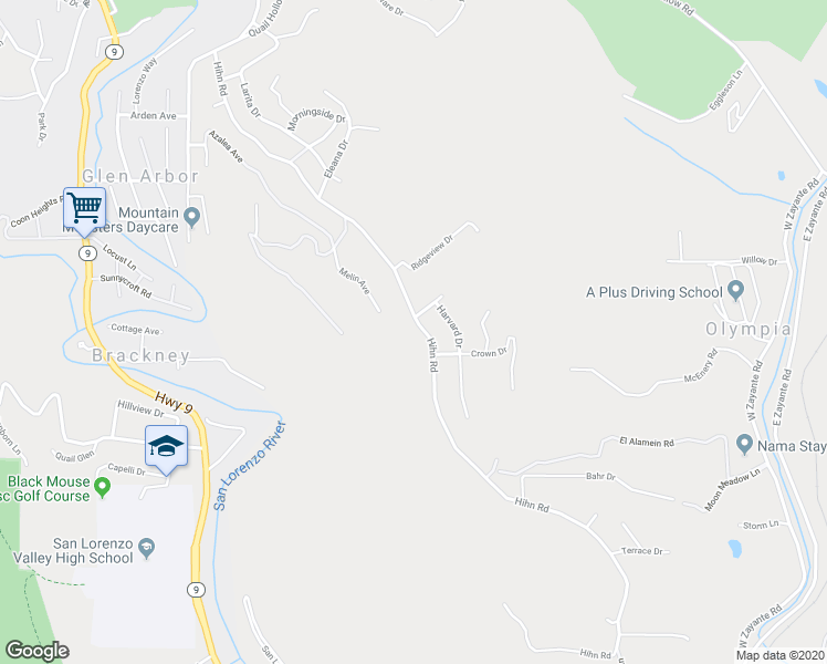 map of restaurants, bars, coffee shops, grocery stores, and more near 8111 Hihn Road in Ben Lomond