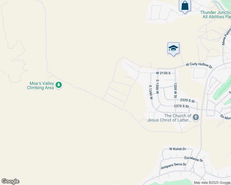 map of restaurants, bars, coffee shops, grocery stores, and more near 1597 Belayer Drive in St. George