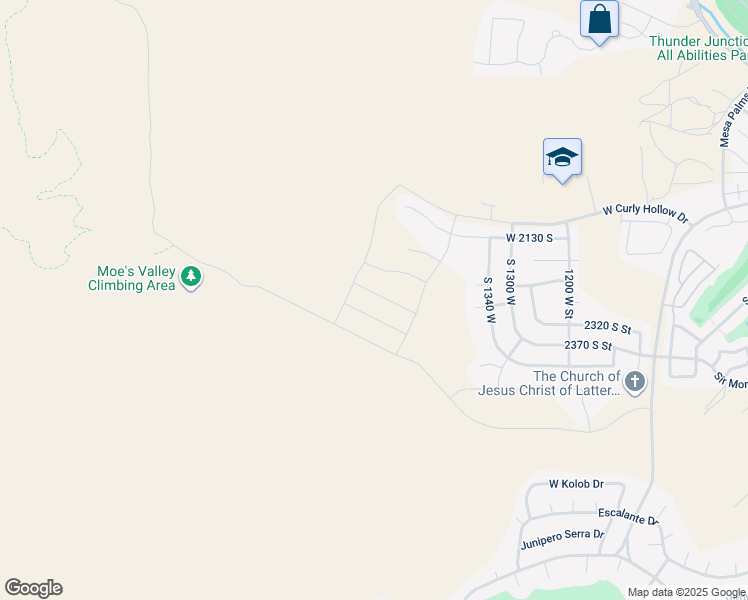 map of restaurants, bars, coffee shops, grocery stores, and more near 1597 Belayer Drive in St. George