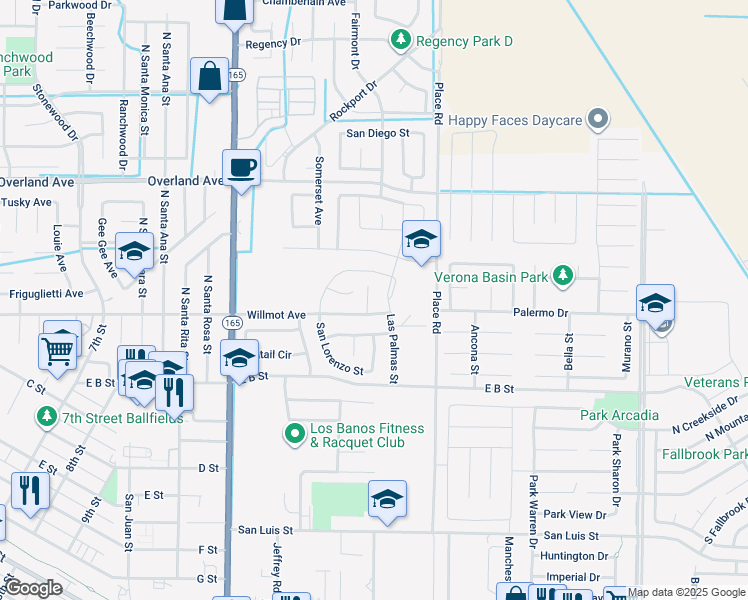 map of restaurants, bars, coffee shops, grocery stores, and more near 256 San Pelmo Ct in Los Banos