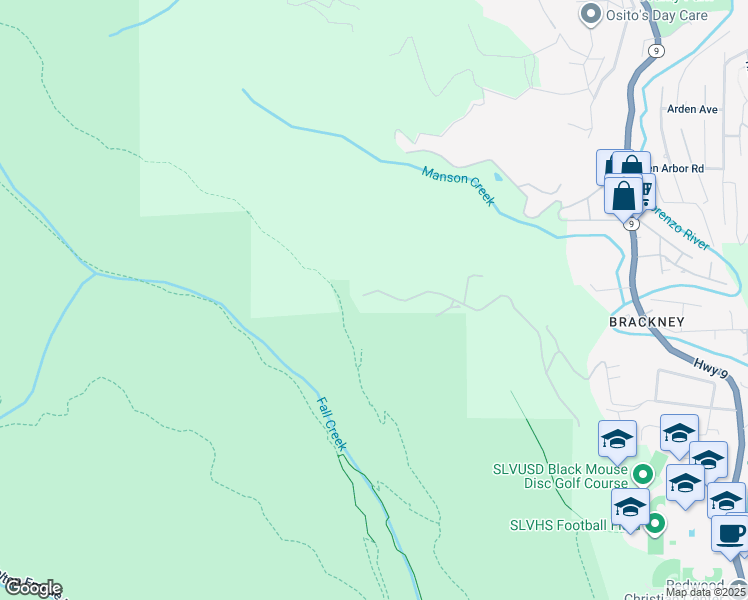 map of restaurants, bars, coffee shops, grocery stores, and more near 1370 El Solyo Heights Drive in Felton
