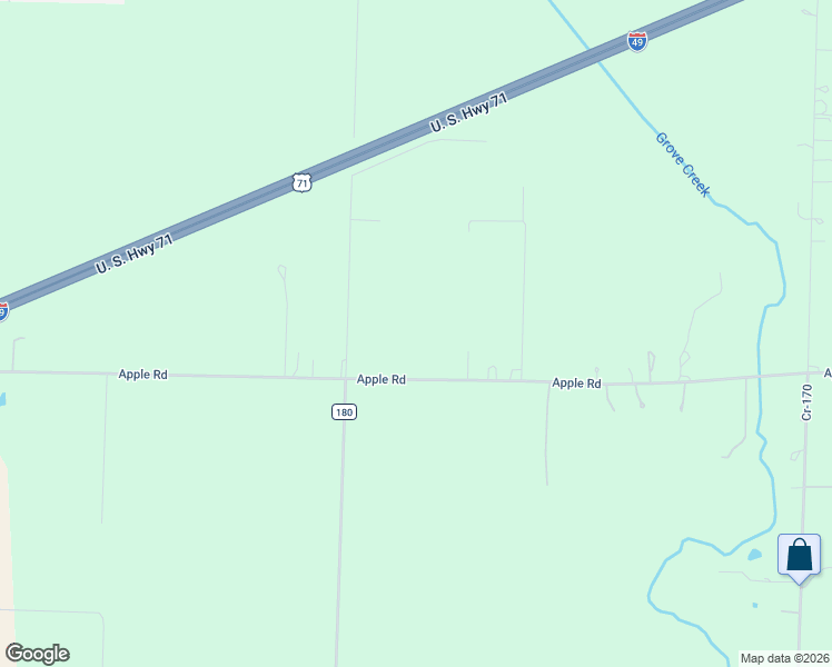 map of restaurants, bars, coffee shops, grocery stores, and more near 17945 Apple Rd in Joplin