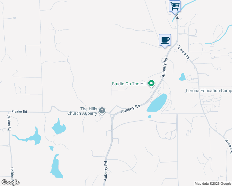 map of restaurants, bars, coffee shops, grocery stores, and more near 32450 Frazier Road in Auberry