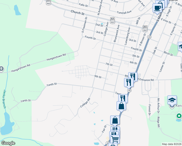 map of restaurants, bars, coffee shops, grocery stores, and more near 9th St in Blackstone