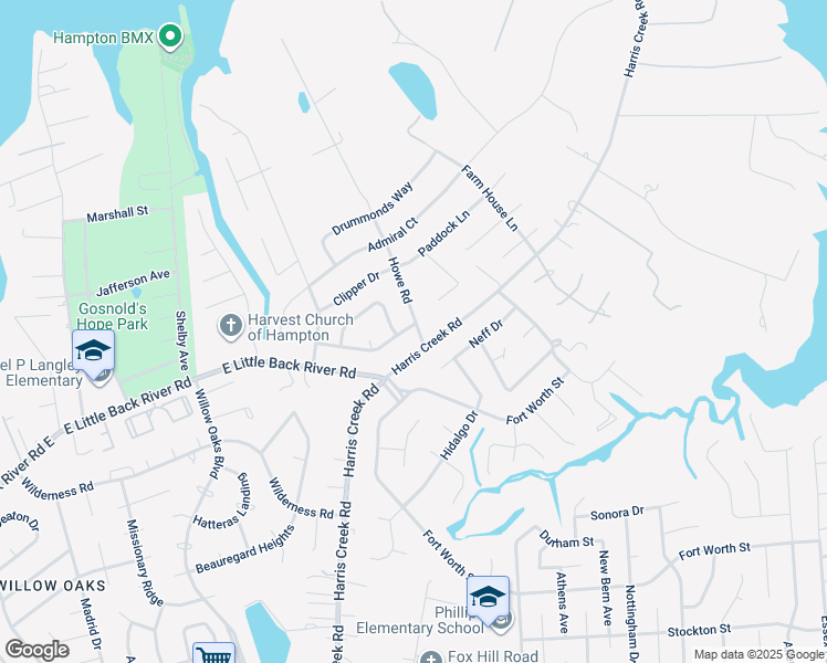 map of restaurants, bars, coffee shops, grocery stores, and more near 1060 Windjammer Drive in Hampton