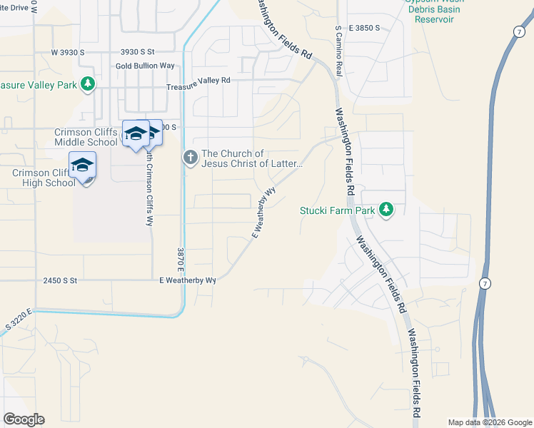 map of restaurants, bars, coffee shops, grocery stores, and more near East Weatherby Way in Washington County