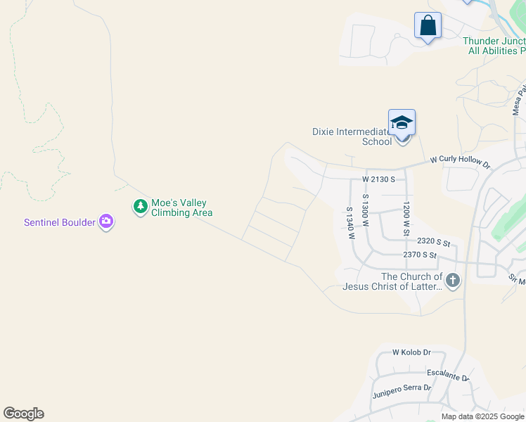map of restaurants, bars, coffee shops, grocery stores, and more near Belayer Drive in St. George