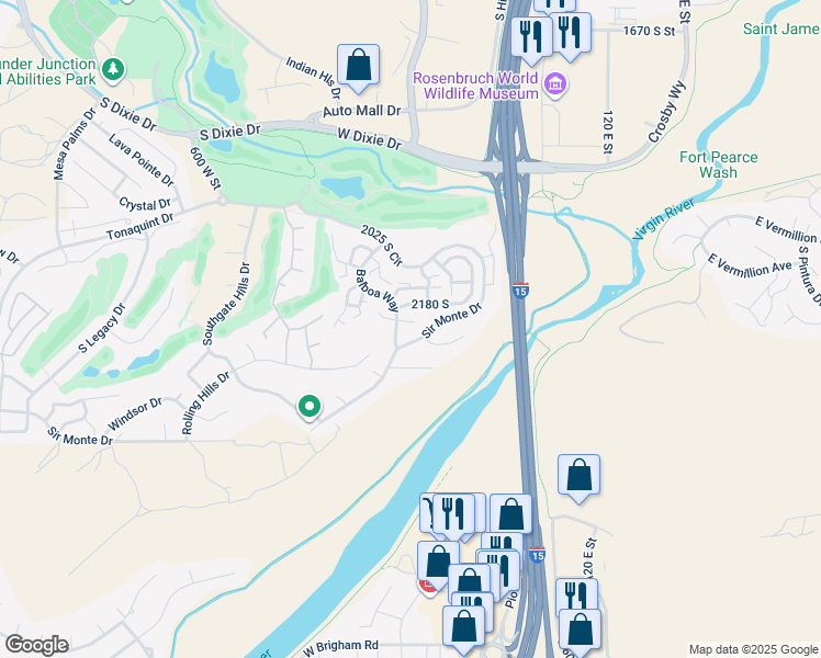 map of restaurants, bars, coffee shops, grocery stores, and more near 235 Golden Eagle Circle in St. George