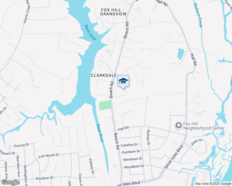 map of restaurants, bars, coffee shops, grocery stores, and more near 140 Beach Road in Hampton