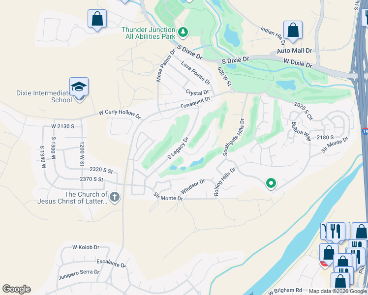 map of restaurants, bars, coffee shops, grocery stores, and more near 790 Chippinham Court in St. George