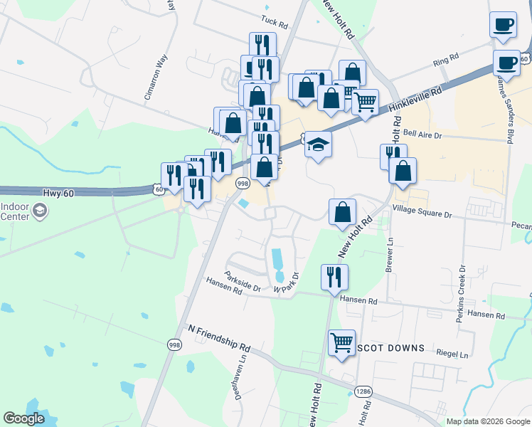 map of restaurants, bars, coffee shops, grocery stores, and more near 2106-2122 West Park Drive in Paducah