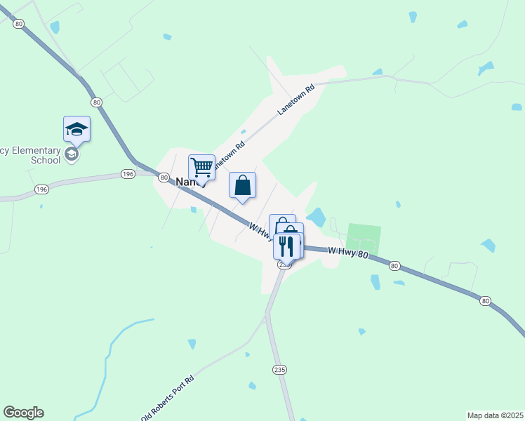 map of restaurants, bars, coffee shops, grocery stores, and more near 9462 West Highway 80 in Nancy