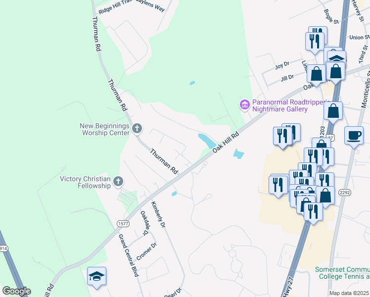 map of restaurants, bars, coffee shops, grocery stores, and more near 503 Autumn Drive in Somerset