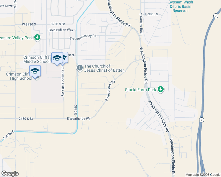 map of restaurants, bars, coffee shops, grocery stores, and more near 4170 East 2300 South in Washington