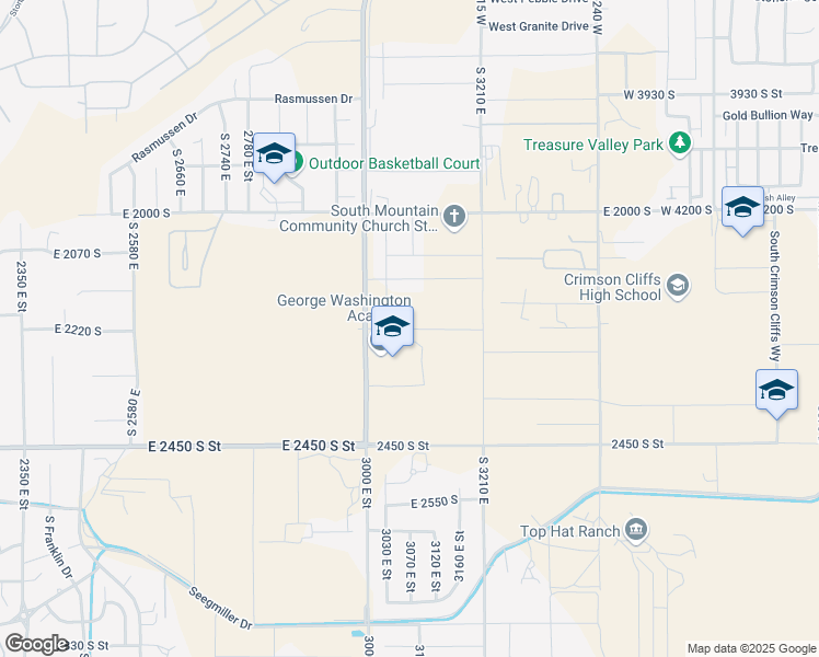 map of restaurants, bars, coffee shops, grocery stores, and more near 3087 East 2220 South in St. George