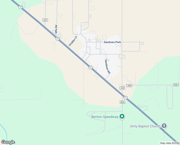 map of restaurants, bars, coffee shops, grocery stores, and more near 5323 Missouri 77 in Benton