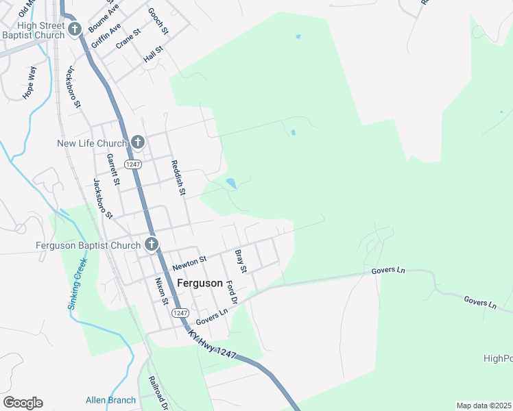 map of restaurants, bars, coffee shops, grocery stores, and more near Emery in Ferguson