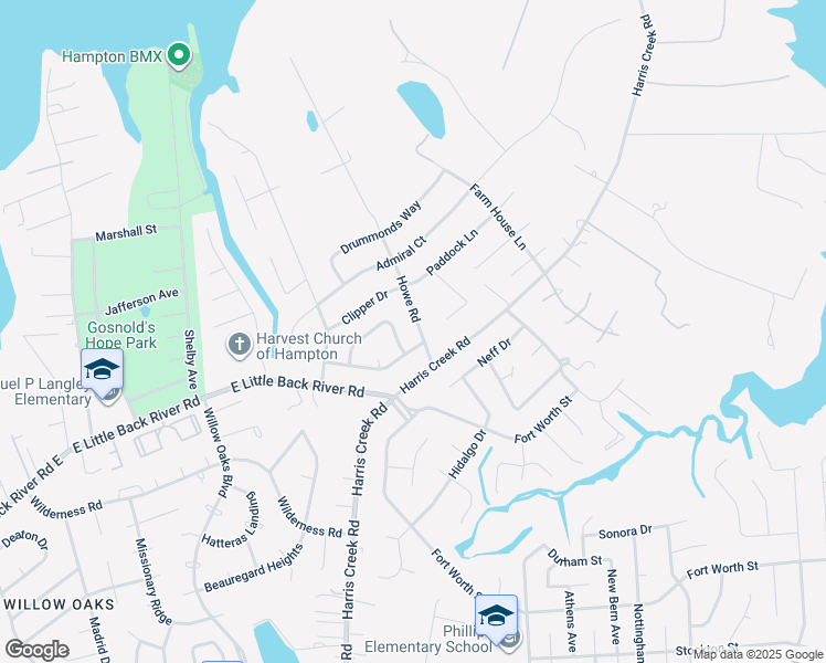 map of restaurants, bars, coffee shops, grocery stores, and more near 9 Howe Road in Hampton