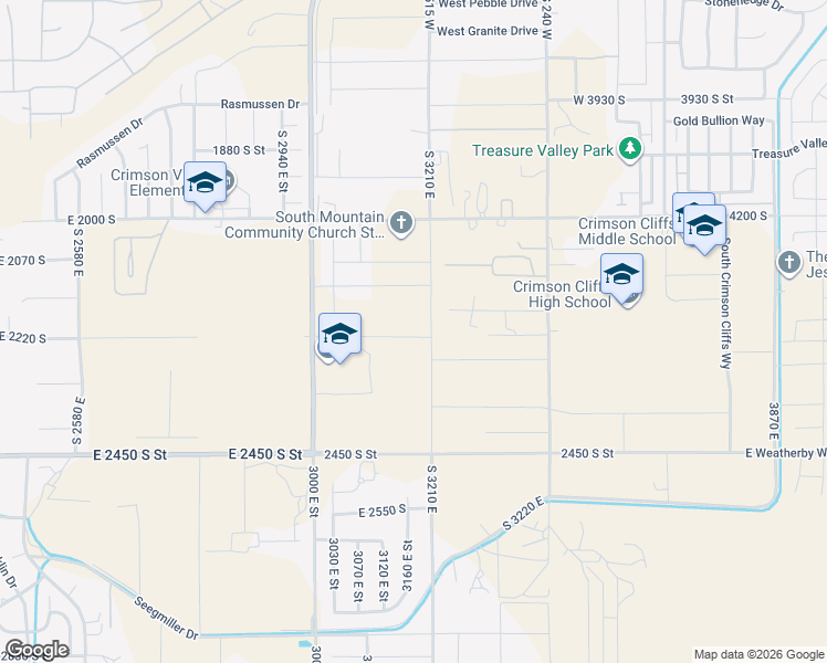 map of restaurants, bars, coffee shops, grocery stores, and more near 3180 East 2170 South in St. George