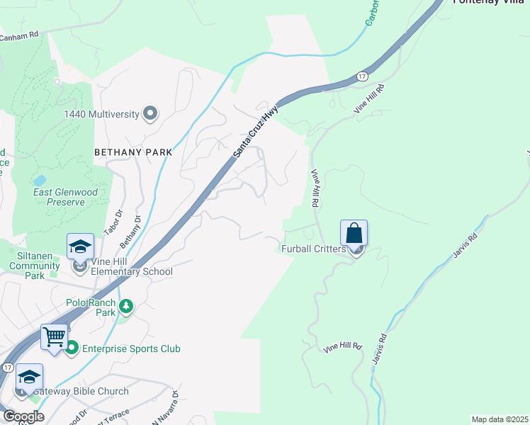 map of restaurants, bars, coffee shops, grocery stores, and more near 20 Crescent Drive in Scotts Valley