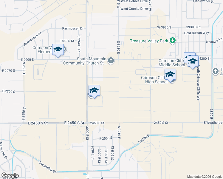 map of restaurants, bars, coffee shops, grocery stores, and more near 3164 East 2170 South in St. George