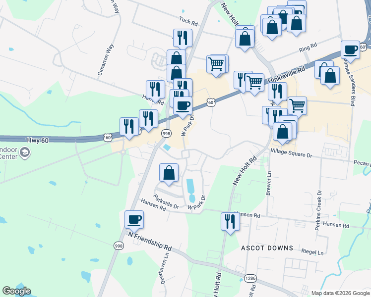 map of restaurants, bars, coffee shops, grocery stores, and more near 2106-2122 West Park Drive in Paducah