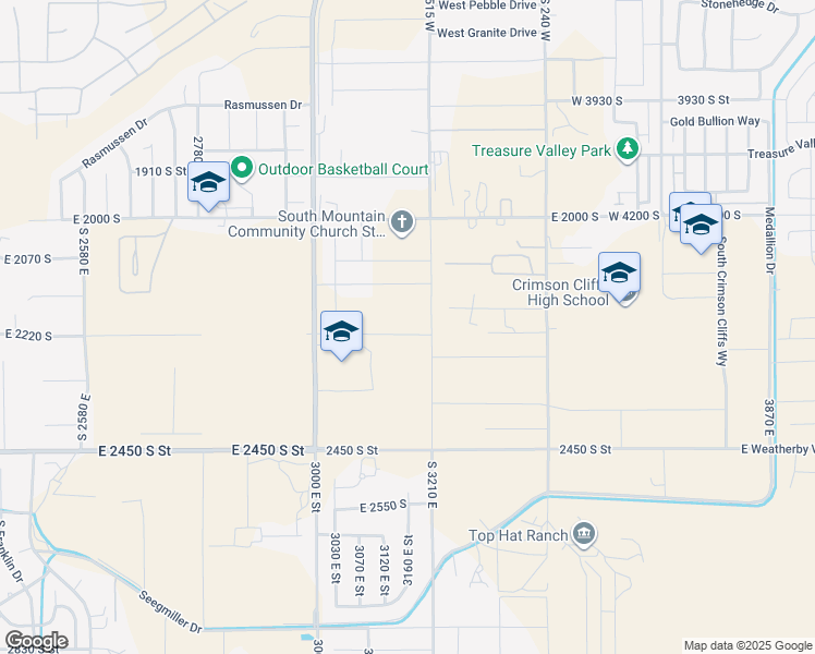 map of restaurants, bars, coffee shops, grocery stores, and more near East 2220 South in St. George