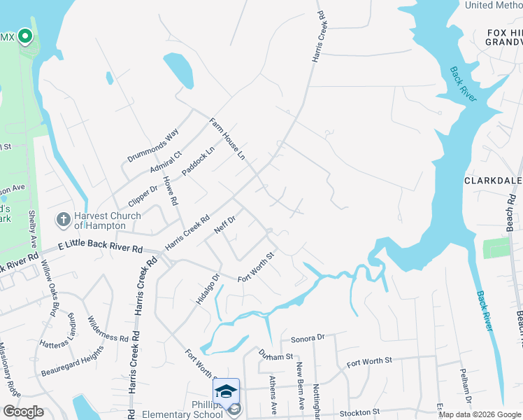 map of restaurants, bars, coffee shops, grocery stores, and more near 4 Quarterhorse Turn in Hampton