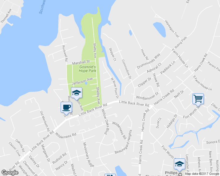 map of restaurants, bars, coffee shops, grocery stores, and more near 3 Overlook Court in Hampton