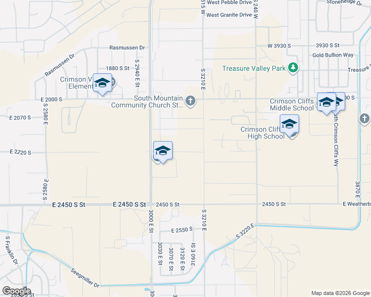 map of restaurants, bars, coffee shops, grocery stores, and more near 3125 East 2220 South in St. George