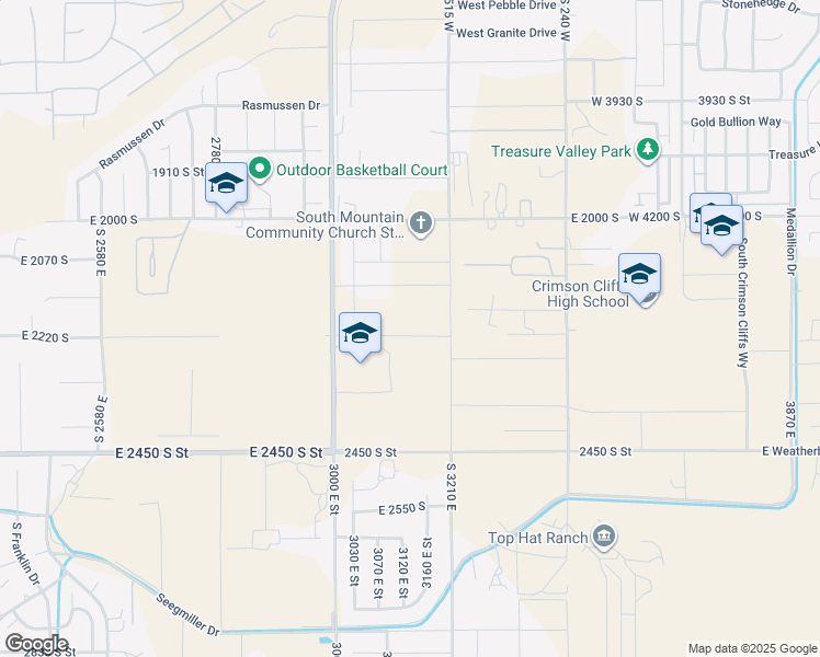 map of restaurants, bars, coffee shops, grocery stores, and more near 3125 East 2220 South in St. George
