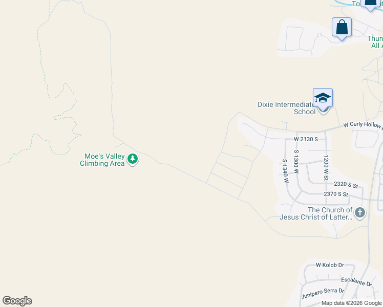 map of restaurants, bars, coffee shops, grocery stores, and more near 1737 Belayer Drive in St. George