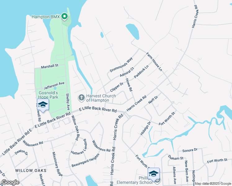 map of restaurants, bars, coffee shops, grocery stores, and more near 117 Schooner Drive in Hampton