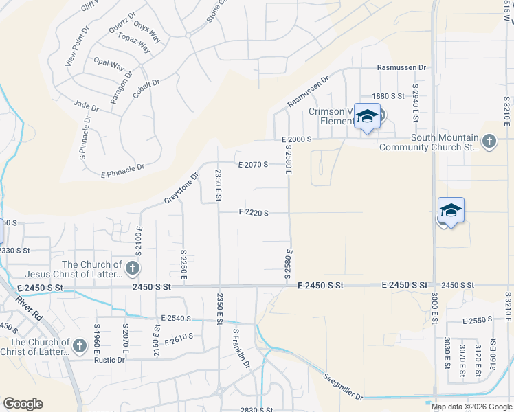 map of restaurants, bars, coffee shops, grocery stores, and more near 2479 East 2220 South in St. George