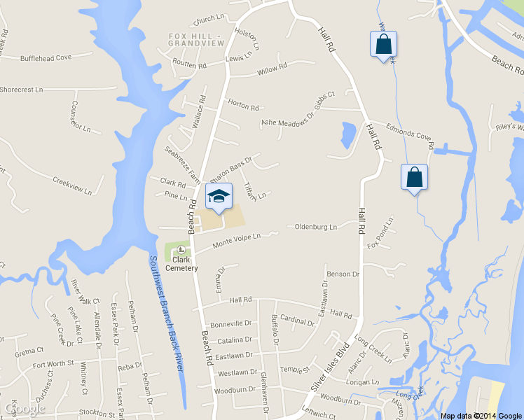 map of restaurants, bars, coffee shops, grocery stores, and more near 14 Tiffany Lane in Hampton