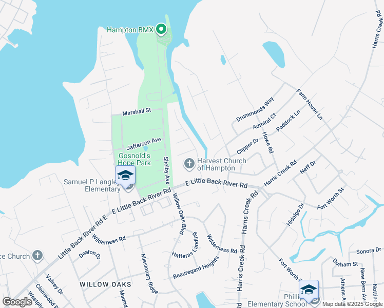 map of restaurants, bars, coffee shops, grocery stores, and more near 3 Overlook Court in Hampton