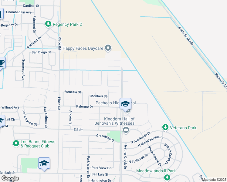 map of restaurants, bars, coffee shops, grocery stores, and more near 2264 Cantania Court in Los Banos