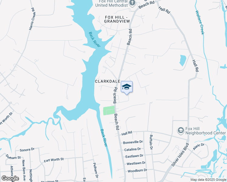 map of restaurants, bars, coffee shops, grocery stores, and more near 151 Beach Road in Hampton