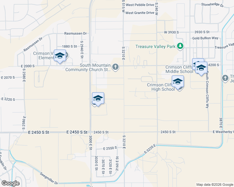 map of restaurants, bars, coffee shops, grocery stores, and more near 3164 East 2170 South in St. George