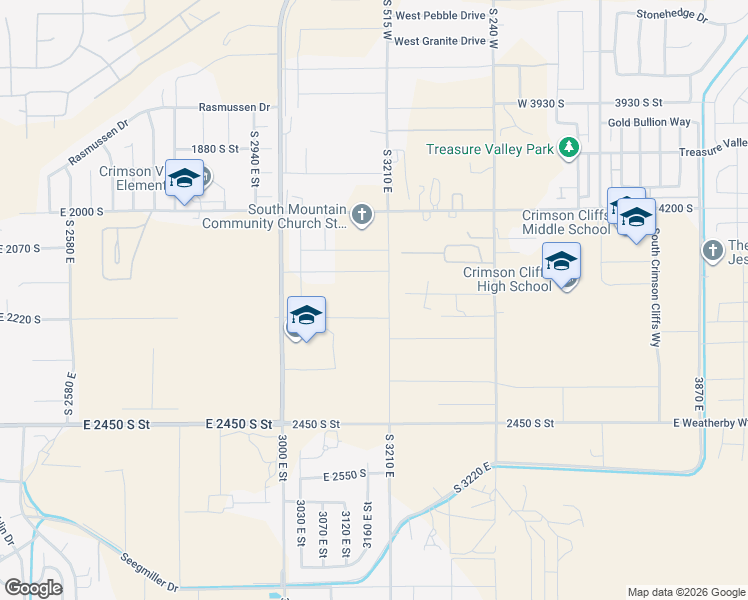 map of restaurants, bars, coffee shops, grocery stores, and more near 3180 East 2170 South in St. George