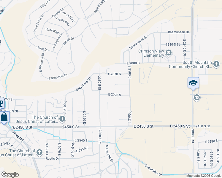 map of restaurants, bars, coffee shops, grocery stores, and more near 2479 East 2220 South in St. George