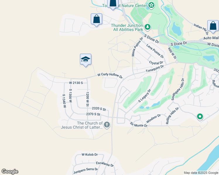 map of restaurants, bars, coffee shops, grocery stores, and more near West Blackhawk Drive in St. George